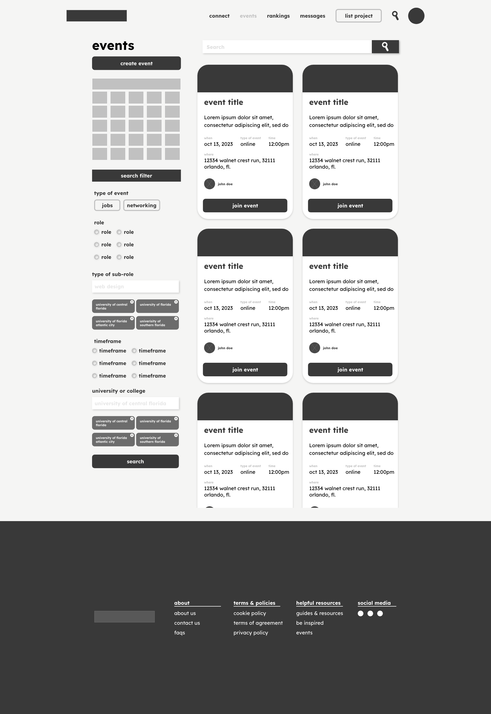 Events Page